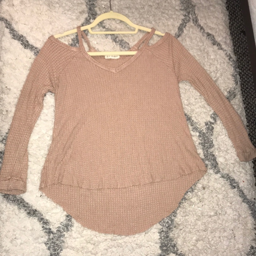Comfy exposed shoulder long sleeve sweater